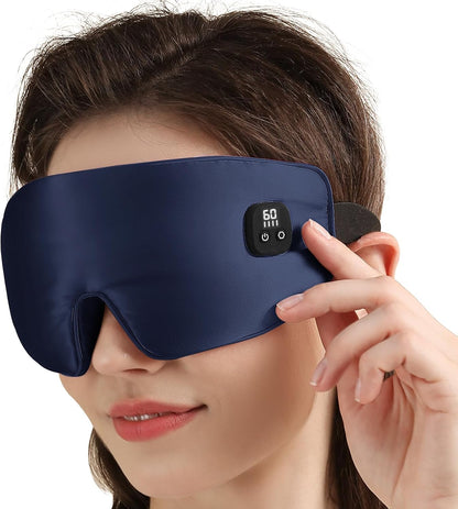 Heated Eye Mask for Dry Eyes, Cordless Warm Eye Compress with 4 Heat & time Levels, Eye Heating pad for Blepharitis, Styes, Travel, Improved Sleep, Gift (Navy Blue)