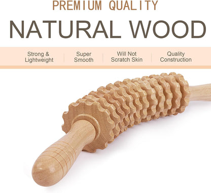 3Pcs Wood Therapy Massage Tools Lymphatic Drainage Massager Wooden Massager Body Sculpting Tools for Maderoterapia,Anti-Cellulite,Pain Relief(3-in-1 Massager)