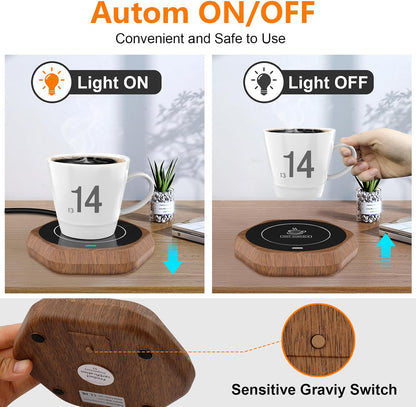 Coffee Mug Warmer: Smart Beverage Heating Plate Candle Wax Cup Warmer Electric Thermostat Coaster for Hot Coffee Milk Tea Water Cocoa Desk Home Office Use (R1 Black)