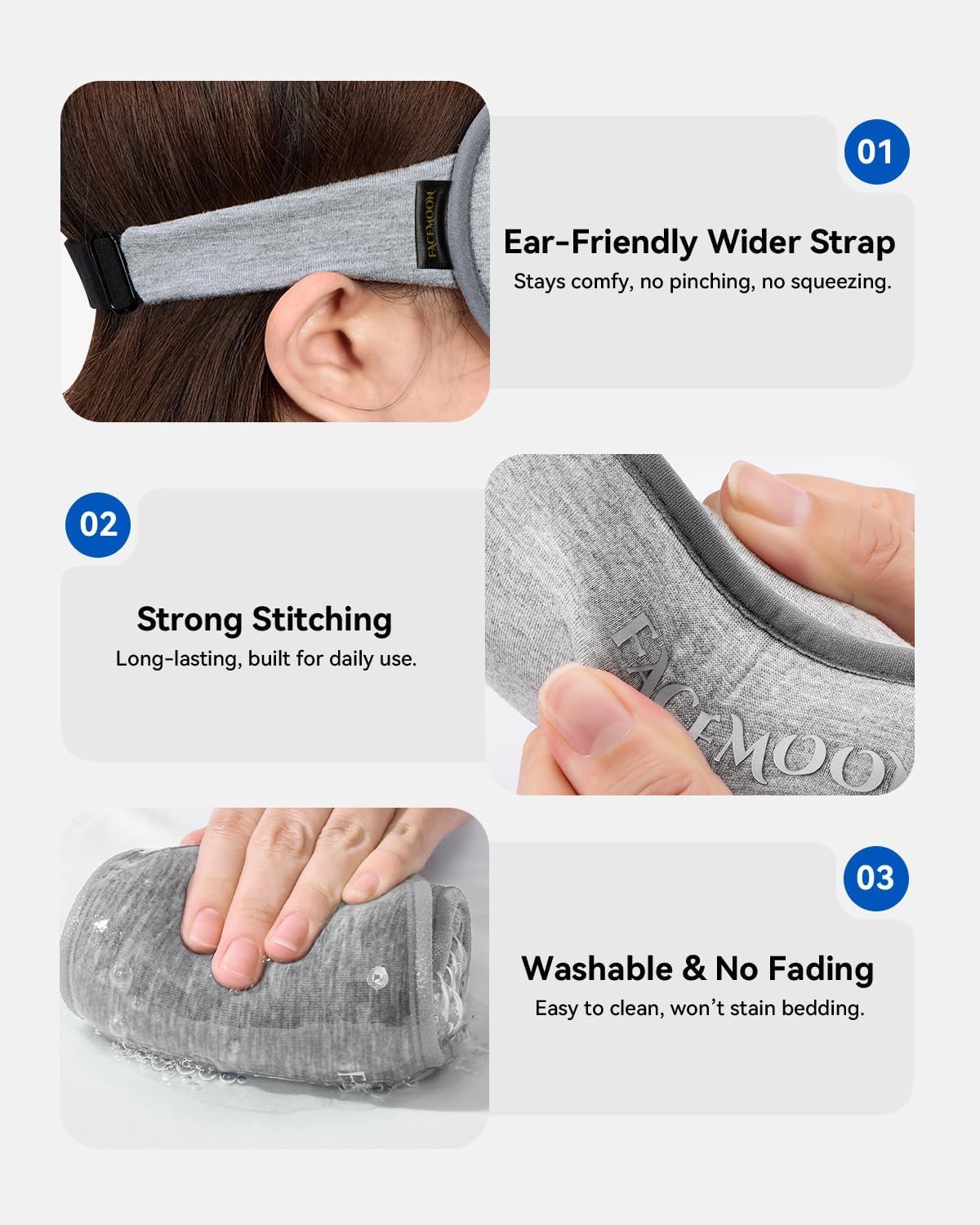 FACEMOON 3D Blackout Weighted Sleep Mask, Airplane Travel & Nurse Essential
