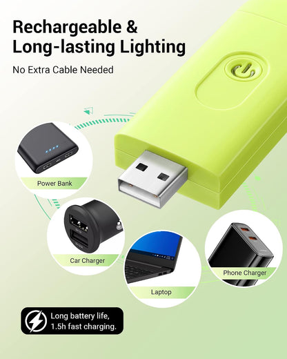 DEWENWILS USB Rechargeable Book Reading Light, 3000K Warm White, Brightness Adjustable Clip on LED Bookmark Lamp at Night in Bed, Portable Booklight for Bookworms, Kids