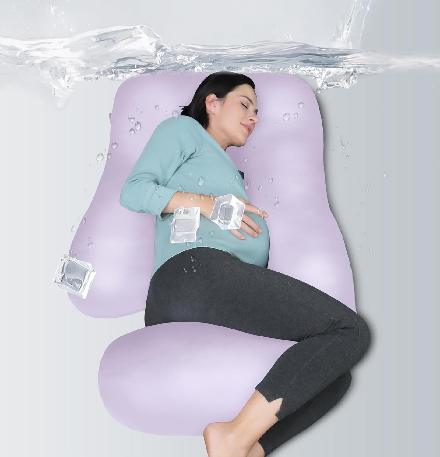 MOON PARK Pregnancy Pillows for Sleeping - 57 Inch U Shaped Full Body Maternity Pillow with Removable Cover - Support for Back, Legs, Belly, Hips - Pregnancy Pillow for Women - Grey