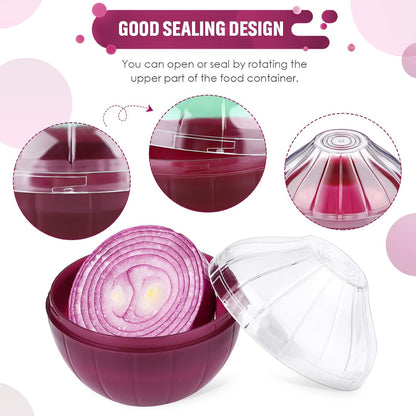 Patelai 4 Pieces Fruit and Vegetable Storage Containers for Fridge, Onion Holder Storage Avocado Green Pepper Tomato and Onion Keeper/Saver/Holder, Refrigerator Vegetable Crisper