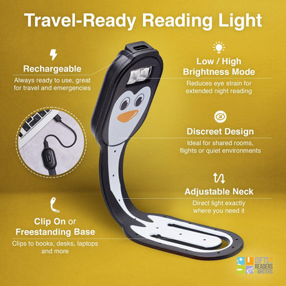 Gifts for Readers & Writers Rechargeable Book Light for Kids, Clip On Reading Light for Bed, 2in1 Flexilight Pals & Bookmark, 12 Hours of Light Once Charged, Includes USB Cable & 2 LED Lights, Dog