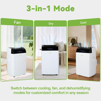 Hykolity WiFi Enabled Portable Air Conditioners 10,000 BTU, Cools Rooms Up To 450 Sq.Ft, 45dB Dual Motor 5 in 1 Quiet Smart AC Unit with Cool, Fan, Dehumidifier, 24H Timer & Sleep Mode