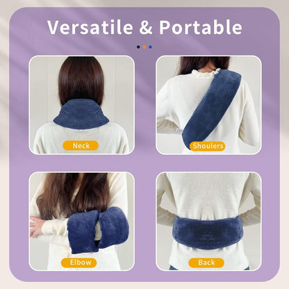 Neck Heating Pad Microwavable with Machine Washable Cover Weighted Microwave Heating Pad Neck Wrap for Shoulder Back Pain Relief, Warm Rice Bag Pack for Cramps Hot Cold Therapy 1.5lbs Lavender Scented