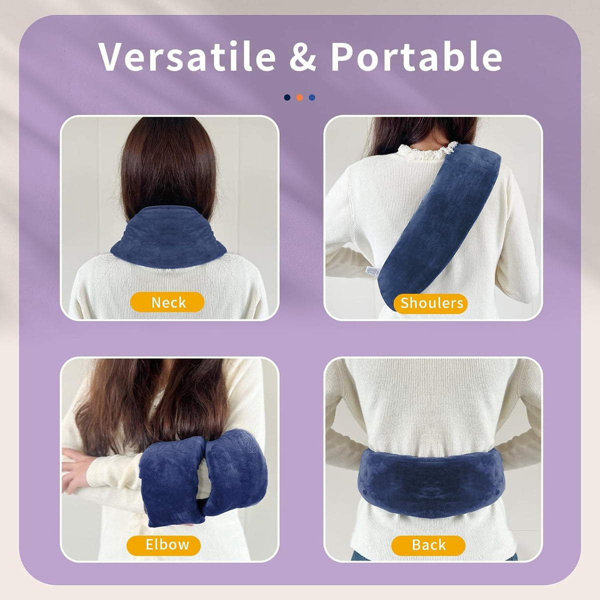 Neck Heating Pad Microwavable with Machine Washable Cover Weighted Microwave Heating Pad Neck Wrap for Shoulder Back Pain Relief, Warm Rice Bag Pack for Cramps Hot Cold Therapy 1.5lbs Lavender Scented