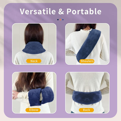 Neck Heating Pad Microwavable with Machine Washable Cover Weighted Microwave Heating Pad Neck Wrap for Shoulder Back Pain Relief, Warm Rice Bag Pack for Cramps Hot Cold Therapy 1.5lbs Lavender Scented