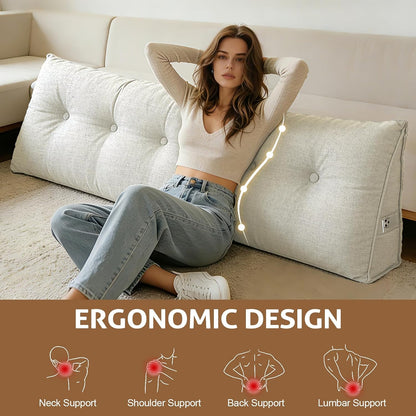 Wedge Pillow – Reading & Bed Rest Pillow for Sitting in Bed, Couch, or Floor, Multi-Purpose Headboard Wedge for Sleeping, After Surgery, Leg & Back Support, Neck Cushion & Washable Cover, Dark Gray