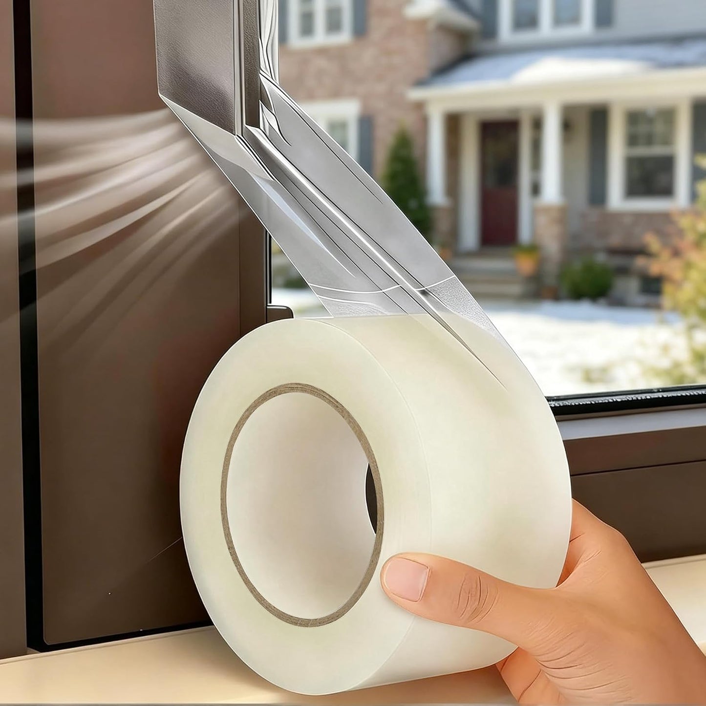 Dstorelhp Clear Window Sealing Tape, 2'' X 66FT, Window AC Insulation Tape | Waterproof, Window Air Conditioner Sealing Tape, Blocker for Cold Heat Air, No Residue, Energy Efficient