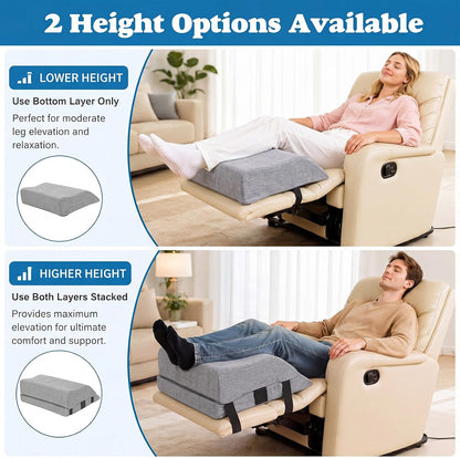Junkin Adjustable Recliner Leg Rest Cushion Leg Elevation Pillow Linen Foot Rest Cushion Legs Wedge Pillow for After Surgery Sleeping Chair Bed Sofa Couch Blood Circulation