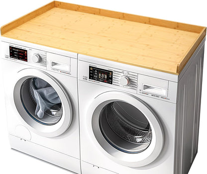 Gashell Washer Dryer Countertop, 27.5" x 54" Bamboo Washer and Dryer Countertop for Laundry Room Organization(Retro Brown)