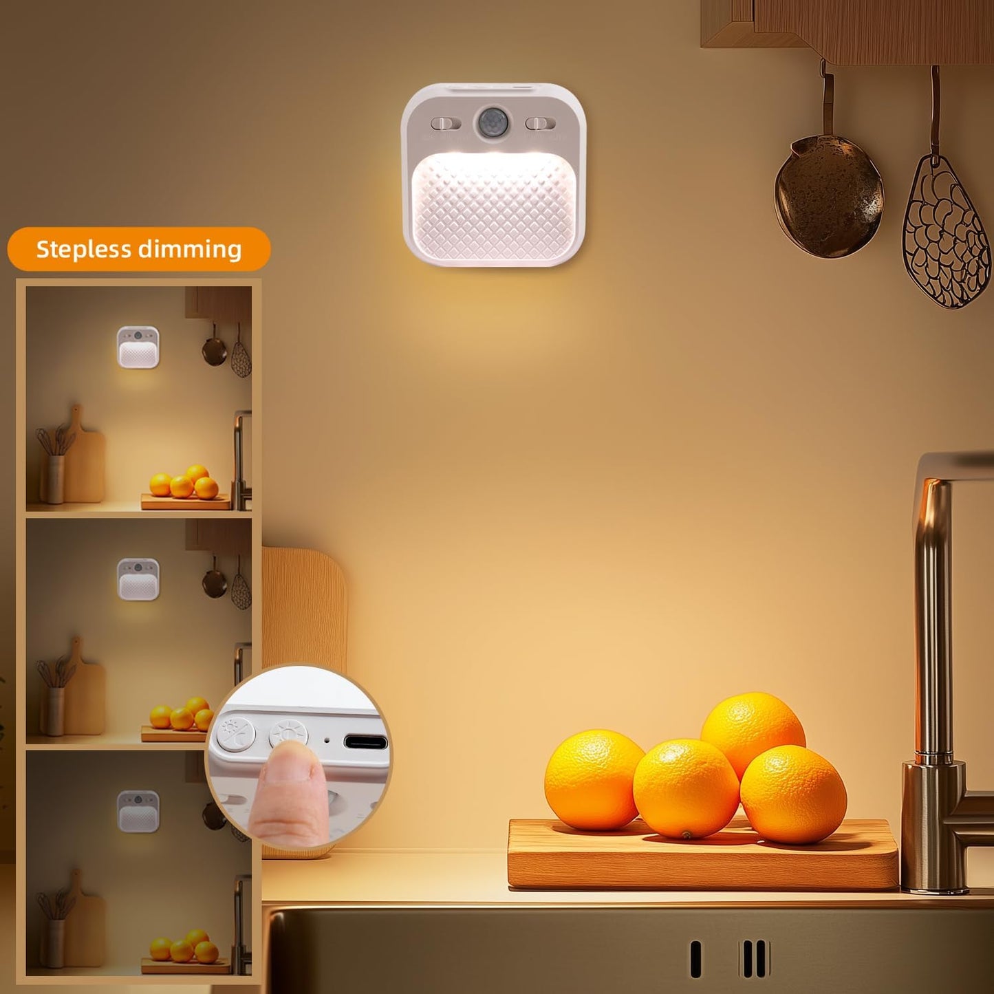 DAMI Motion Sensor Night Lights Rechargeable with Timer, Battery Cabinet Light with 3 Color Temperatures Stepless Dimming, Magnetic Closet Light for Travel, RV, Cruise Essentials 2026