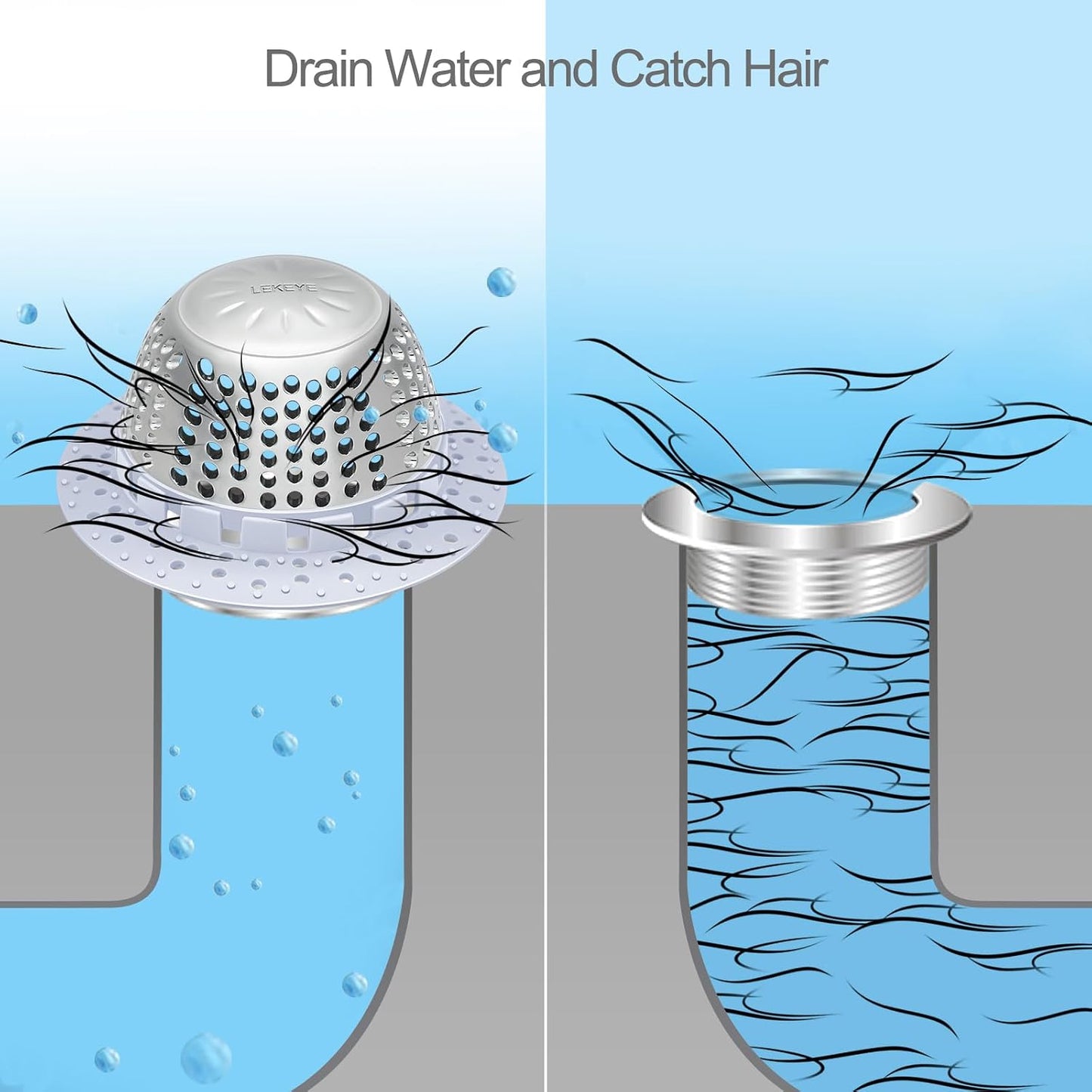LEKEYE Drain Hair Catcher/Bathtub Drain Cover/Drain Protector for Pop-Up & Regular Drains(Patented Product)