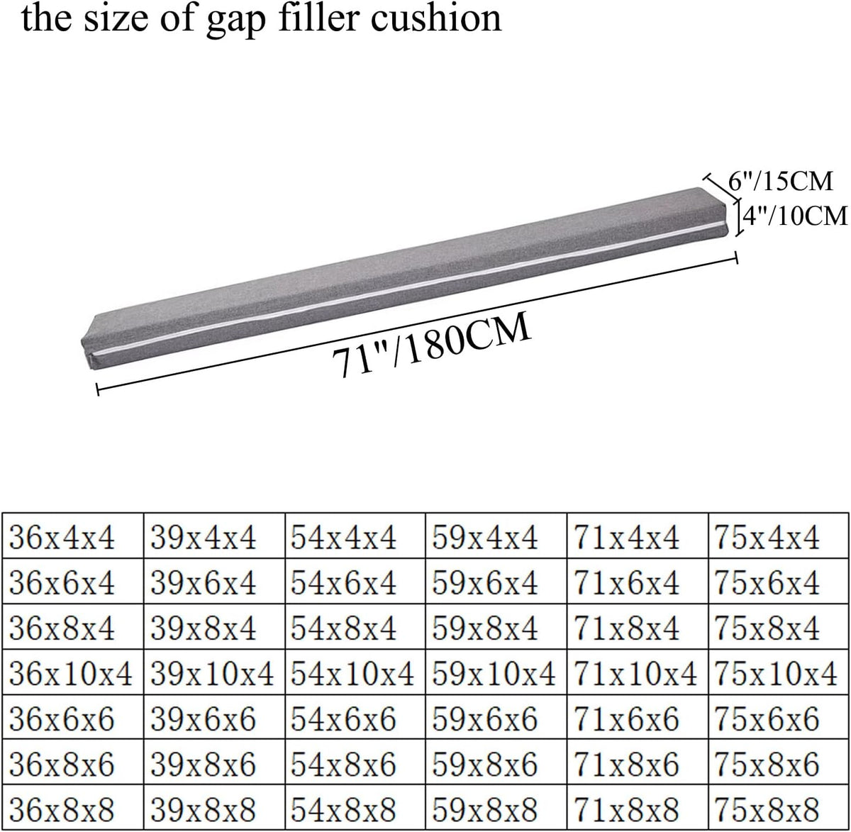 SAMTY Bed Gap Filler for headboard Space Gap Filler Bolster Stopper 54x6x4