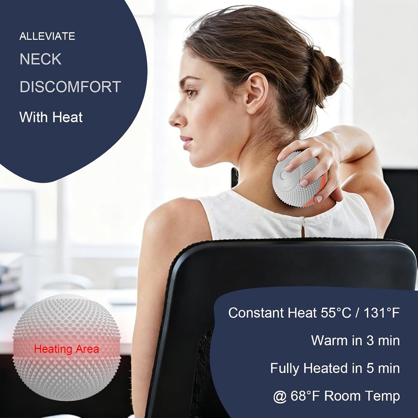 HODEMI Vibrating Massage Ball with Heat, Deep Tissue Massage Ball for Muscle Recovery & Myofascial Release, Neck, Shoulder, Back, Legs & Feet, 7 Modes & Smart Memory (Gray)