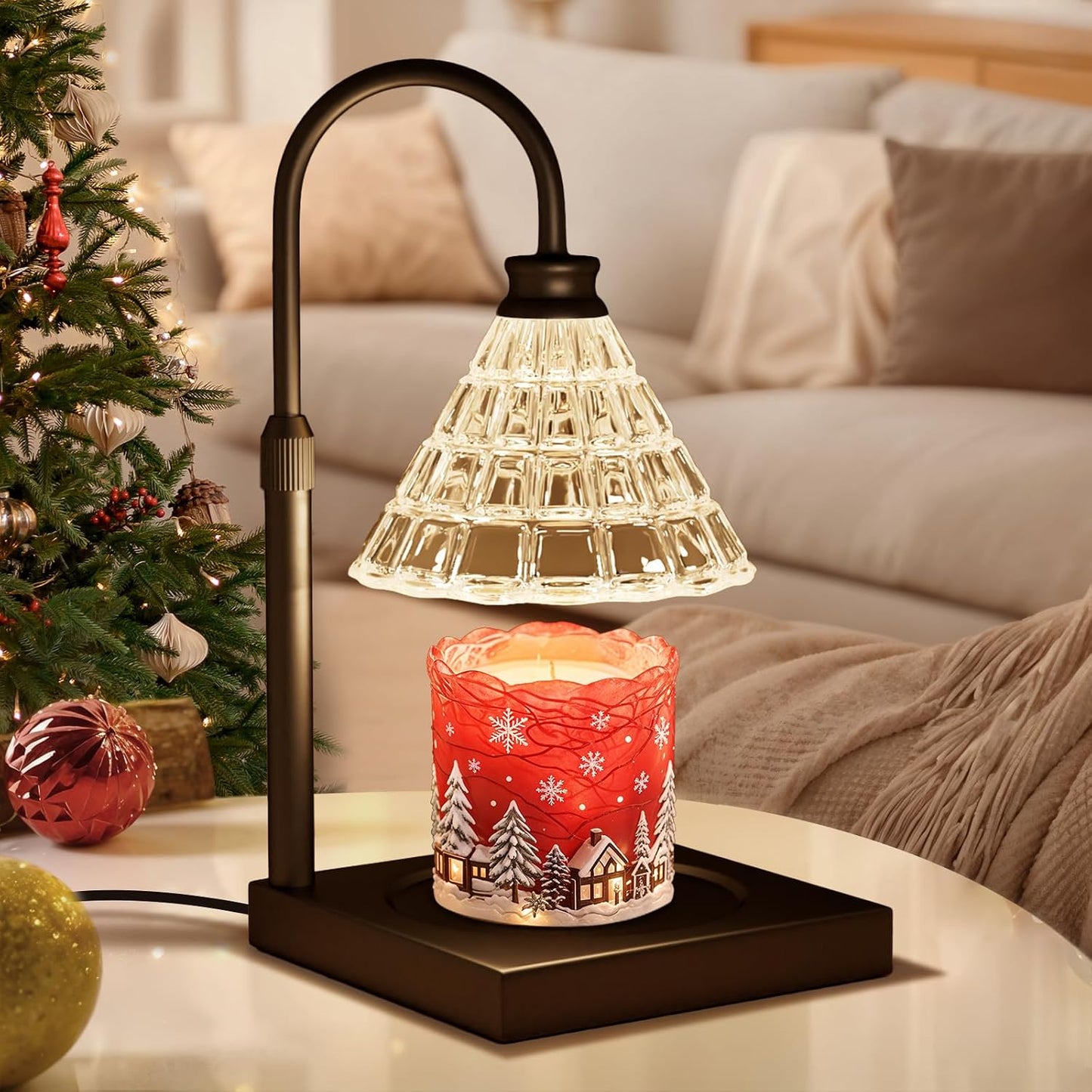 Candle Warmer Lamp with Dimmer, 2H/4H/8H Timer, Compatible with Yankee Candle Large Jar Candle, Home Decor Gift for her, Birthday Gift for mom, Home Scented Jar Candles Heater (Black Wood)