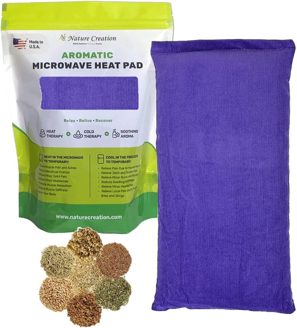 Nature Creation Microwaveable Herbal Heating Pad - Microwave Heating Pad for Neck and Shoulders, Cold & Hot Pack, Heat Pack Warming Pad, Microwavable Heating Pads - Pack of 1 (Lavender Flowers)