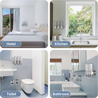 Shower Soap Dispenser,Shampoo and Conditioner Dispenser | Shower Dispenser 3 Chamber No Drill,Wall Mounted Refillable Bottles,Shower Accessories for Bathroom,RV&Hotel,16.9 oz 3 in 1