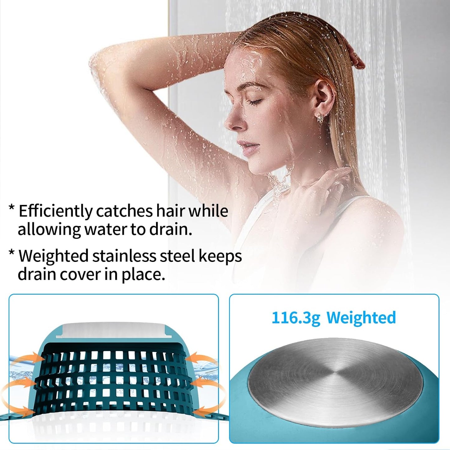 Aluvor Shower Drain Hair Catcher Bathtub Drain Cover Sink Drain Protector | Bathroom Sink & Bathtub Drain Strainer for Pop-Up & Regular Drains, Silver Grey