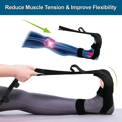 Komzer Foot Stretcher Belt, Foot Stretcher Stretch Strap for Plantar Fasciitis, Heel Spurs, Foot Drop, Achilles Tendonitis & Hamstring. Yoga Foot & Leg Stretch Strap (Black)