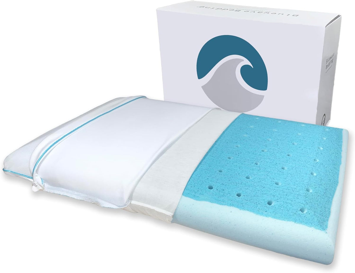 Bluewave Bedding Ultra Slim Gel Memory Foam Pillow for Stomach and Back Sleepers - Thin, Flat Design for Cervical Neck Alignment and Deeper Sleep (2.75-Inches Height, Standard Size)
