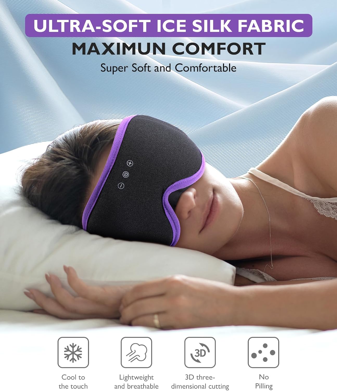 LC-dolida Sleep Mask with Headphones Bluetooth 5.4, 3D Sleeping Headphones for Side Sleepers Bluetooth Sleep Mask Blackout Bluetooth Eye Mask for Sleeping Travel Meditation Men Women