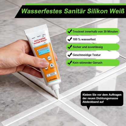White Silicone Caulk Set-12oz Waterproof Silicone sealant,5 in 1 Caulk Tool | Caulk Remover Tool & Caulk Finishing Tool,Silicone Caulking Tool Kit of Bathroom Caulk, Shower Caulk, Bathtub Caulk