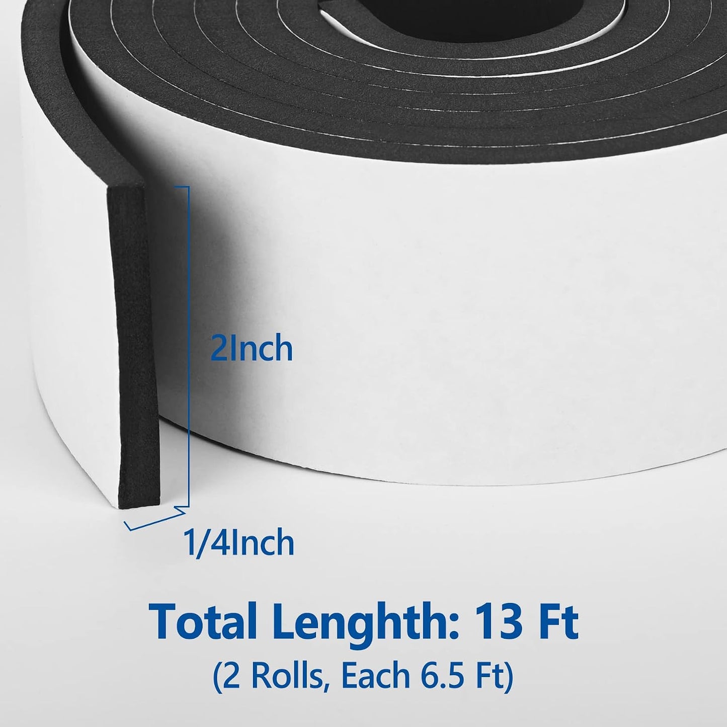 Kikerike Self Adhesive Foam Tape Weatherstrip 1/2In x 1/4In x 42Ft High Density Foam Insulation Strips Seal Weather Stripping with Strong Adhesive for Door and Window Sound Isolation Soundproofing
