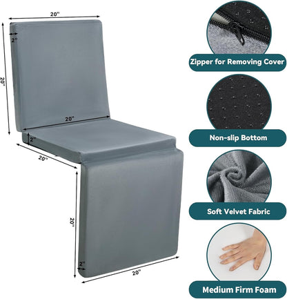 HOMBYS 3-in-1 Recliner Seat Cushion with Lumbar Support Pillow & Footrest, Multi-Functional Adjustable Height 2" to 6" for You to Choose, Non-Slip Foam Chair Cushion for Elderly, Brown