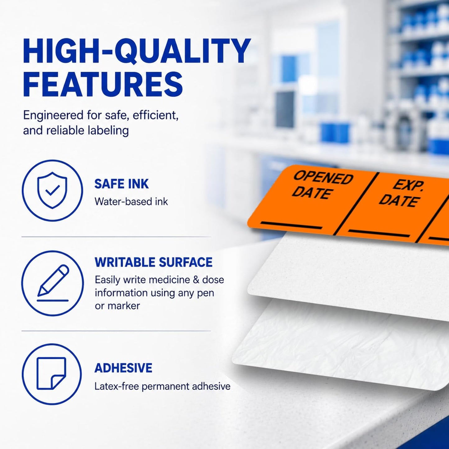 Pantry Labels for Containers, Waterproof Date & Contents Food Labels, 1" x 2" (25.4 x 50.8mm), 500/Roll, Writable