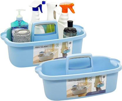 Goderewild Multi-Purpose Plastic Cleaning Caddy with Handle, Shower Caddy Organizer/Storage Basket/Totes Portable for Bathroom Supplies, Cleaning Products, Under Sink Tool, Housekeepers (Grey)