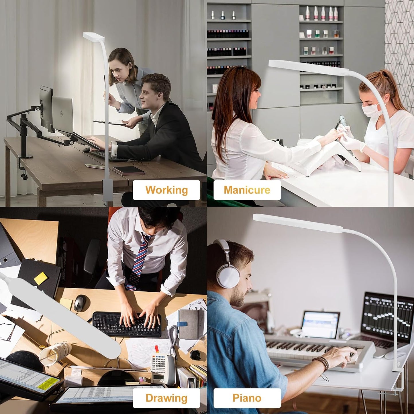 SKYLEO Desk Lamp for Home Office, Eye Comfortable LED Desk Light for Long Hours, Adjustable Swing Arm with Memory Function, Black