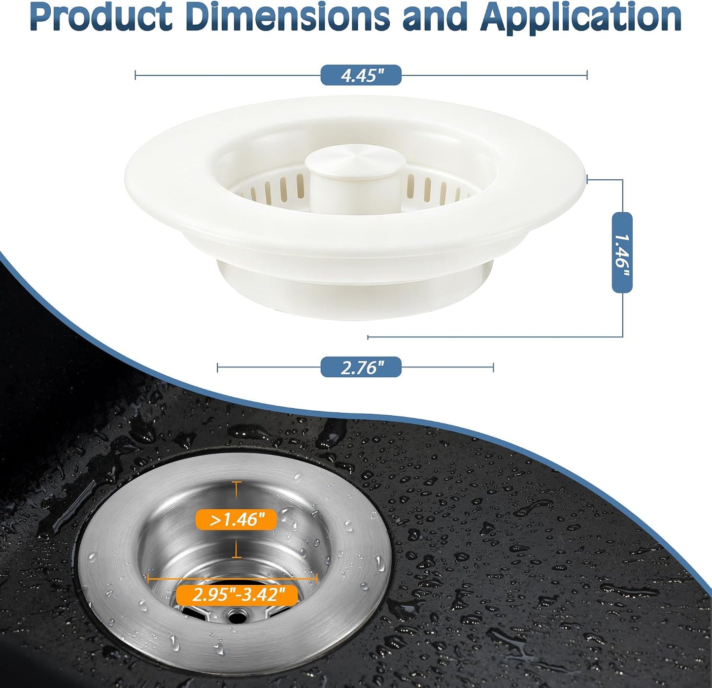 TGOSOMT Kitchen Sink Drain Strainer Stopper, Anti-Clog & Quick Drain | 3-IN-1 Design, Stainless Steel 304, Removable Strainer Basket, Corrosion & Scratch Resistant, Fits US Standard 3-1/2" Drain