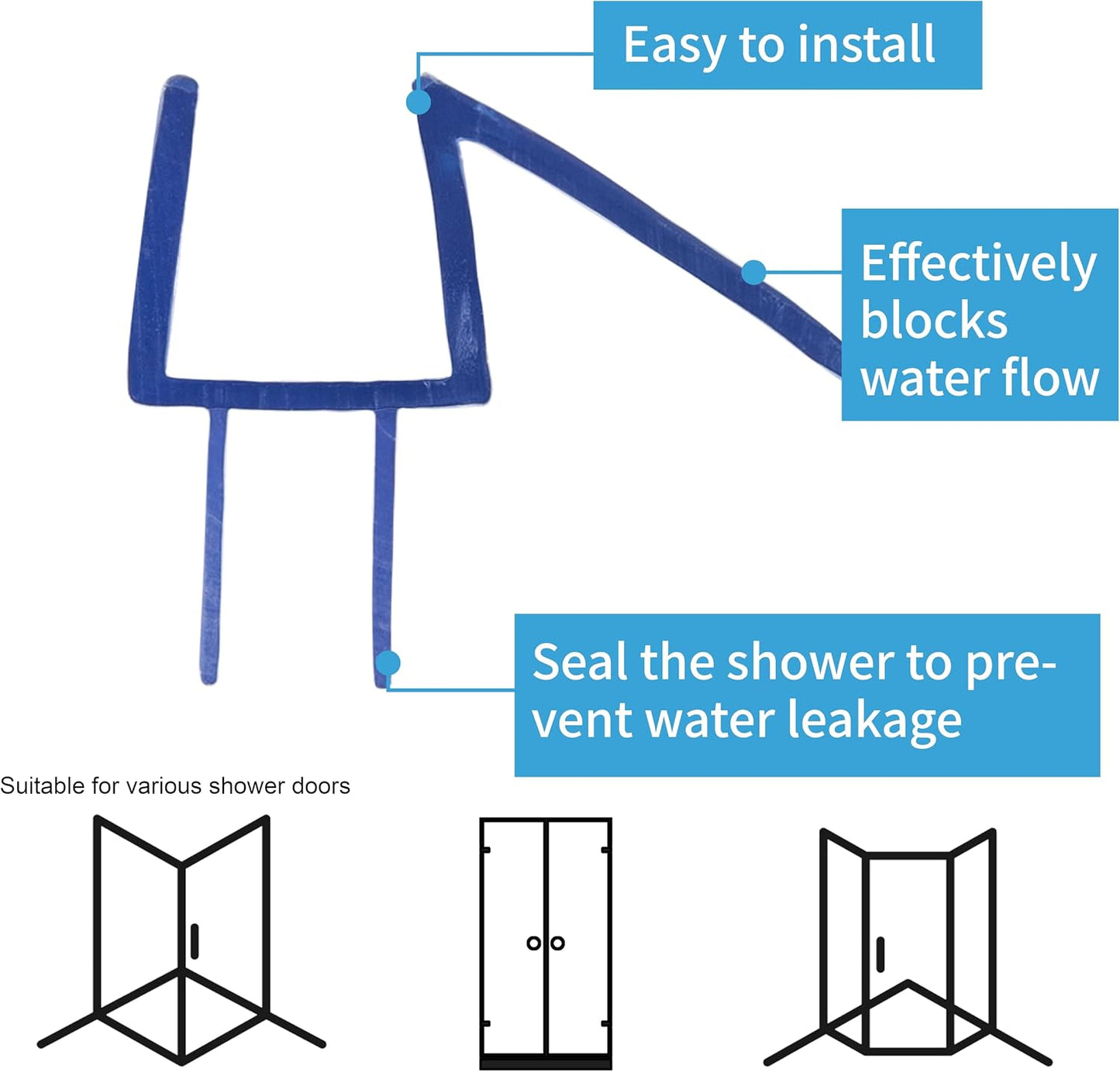 2-Pack ShowerDoor Bottom Seal 3/8" x 36" Polycarbonate Frameless Ultra Clear Shower Door Seal Strip for Glass Doors Stop Leaks and Create a Water Barrier Replacement Shower Cubicle