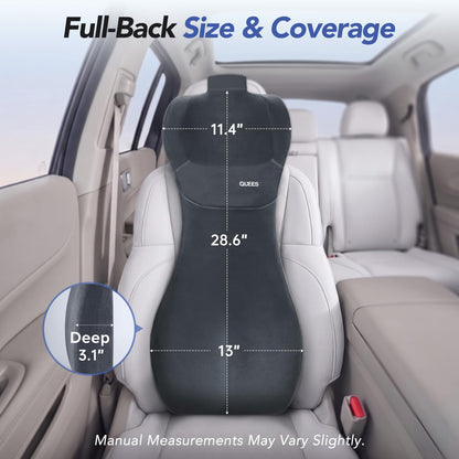 Lumbar Support Pillow for Car with Headrest, Memory Foam Cushion for Back & Neck Support, Muscle Fatigue Relief, Full-Length S-Curve Support for Long Drives, Fits Cars, SUVs, Trucks
