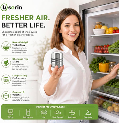 Refrigerator Deodorizer, Lasts Up to 10 Years, for Fridge Closet and Car | 1-Pack Multi-Purpose Odor Eliminator for Refrigerators, Closets and Cars; Outperforms Baking Soda and Charcoal