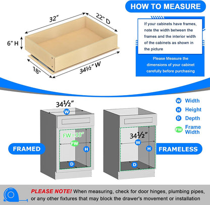 WelFurGeer Soft Close Pull Out Cabinet Organizer, 26" W x 22" D Pull Out Drawer for Cabinet, Bottom Mount Pull Out Drawers for Kitchen Cabinets, Smooth Slide-Out Shelves for Home Kitchen Organization