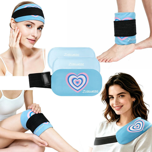 Gel Ice Packs for Injuries Reusable 2 Packs Hot Cold Gel Wrap with Strap | for Pain Relief Swelling Shoulder Rotator Cuff Back Hip Ankle Knee C-Section & Postpartum Recovery,10x5.5 Inch, Pink