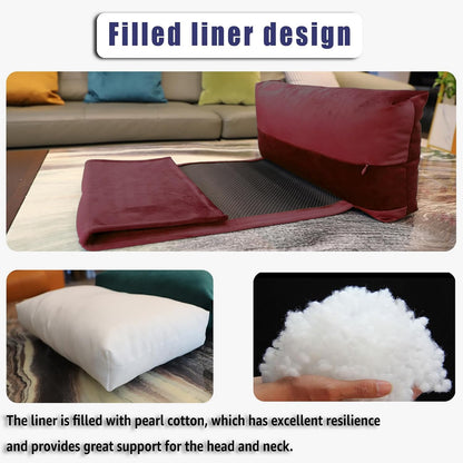 Adjustable Headrest Pillow for Recliners and Armchairs - Non-Slip Velvet Cushion for Neck Support and Pain Relief (Gray)