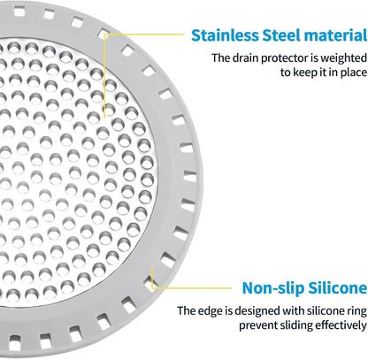 Shower Drain Hair Catcher,Aluvor Shower Drain Cover Bathtub Drain Strainer | Weighted Metal Hair Trap Stopper Sink Protector Filter Bathroom Flat Strainer Stopper (Silver gray)