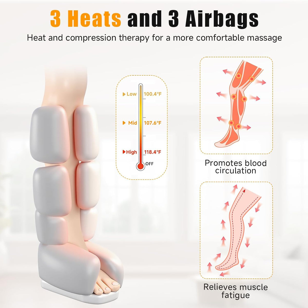 Leg Compression Massager with Heat for Circulation and Pain Relief