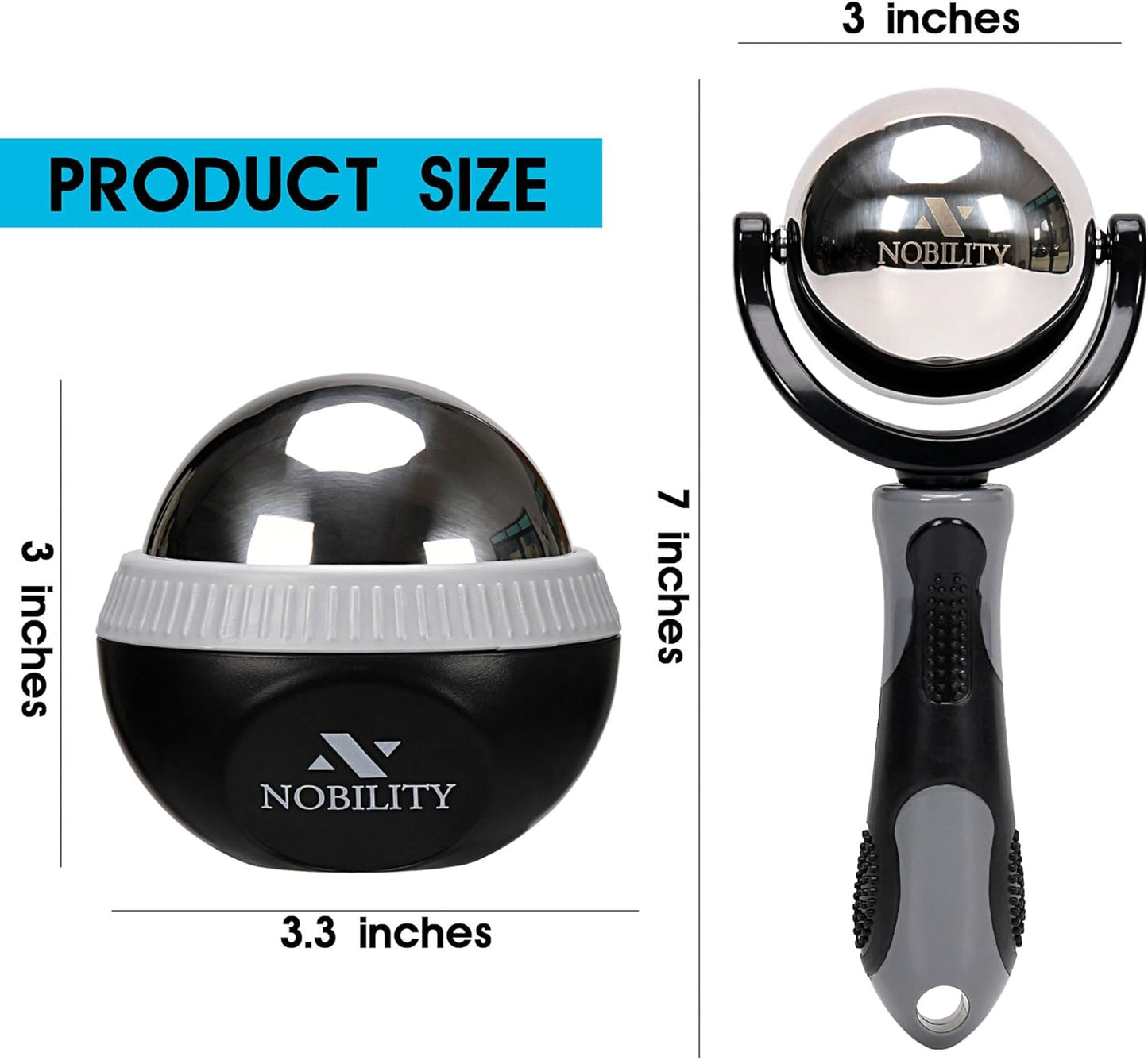 Nobility Massage Ball Roller– Ice Cold and Hot for Deep Tissue and Sore Muscle Relief of Stiffness and Stress, Body, Neck, Back, Foot, Plantar (Black)