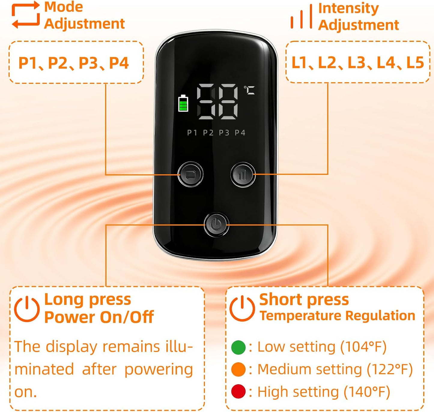 Cordless Air Compression Foot and Ankle Massager with Heat,1Wap | Portable Heat & Vibration Wrap for Tired Feet, Sore Arms & Swollen Ankles; Cordless, Rechargeable Gift for Men and Women