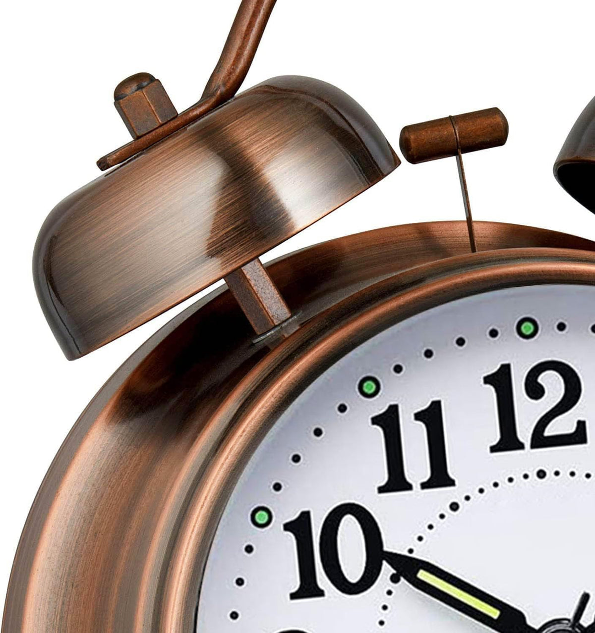 Azyh Loud Alarm Clock for Heavy Sleepers Adults, Metal 4 Inches Twin Bell Battery Operated Alarm Clocks for Bedrooms Decoration, Silent Non-Ticking, Back-to-School Gift (Red Brown)