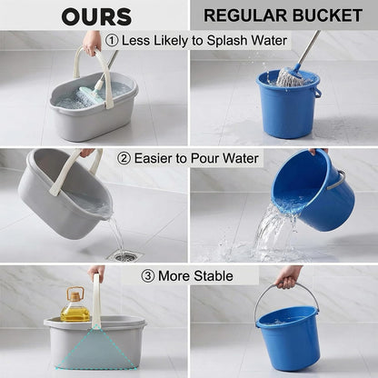 Haundry Compact Mop Bucket with Handle, Rectangular Cleaning Bucket and Caddy for Cleaning Supplies, 10L, Grey