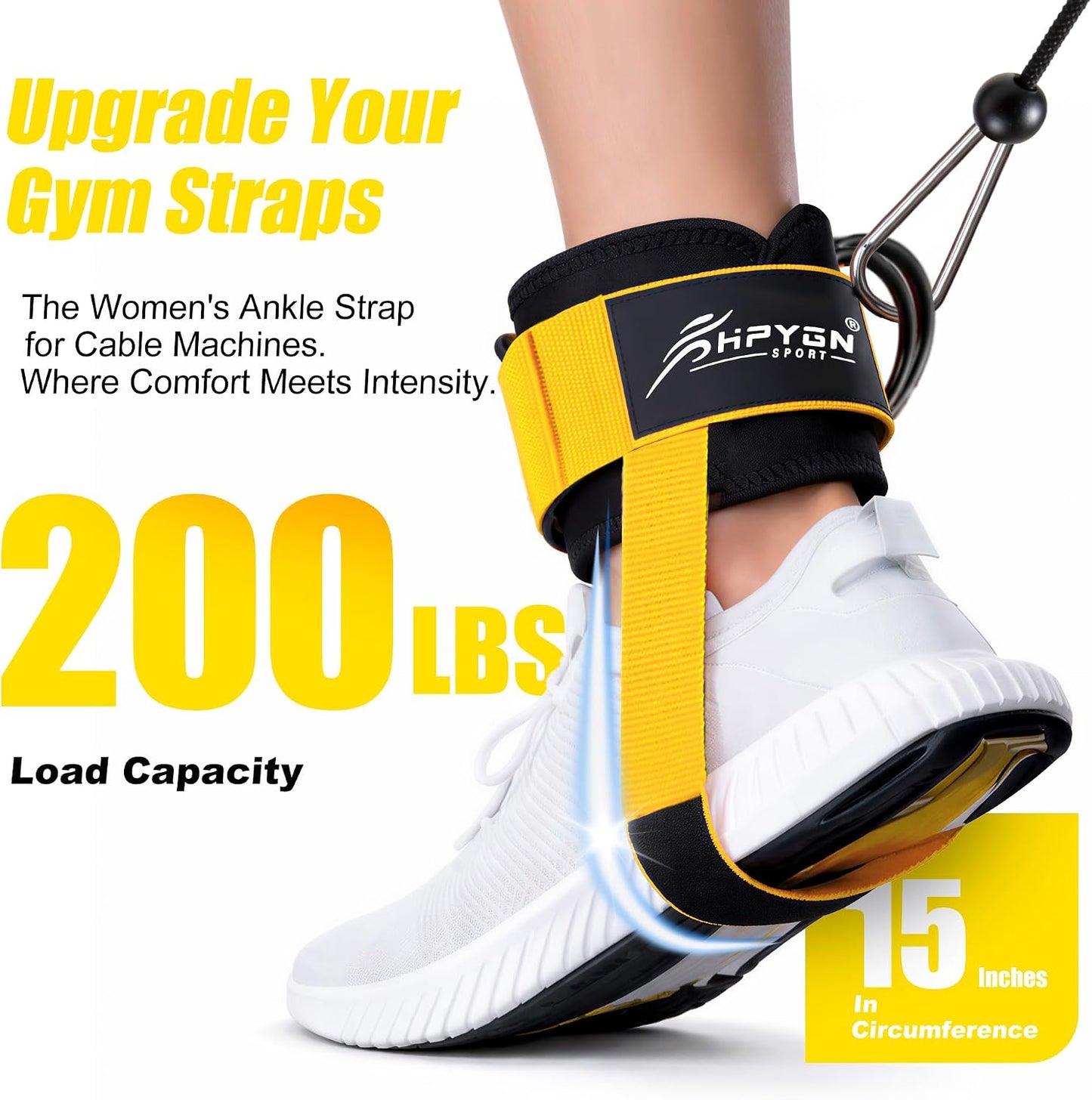 HPYGN Ankle Strap for Cable Machine, Padded Ankle Straps for Cable Machine Kickbacks, Glute Workouts, Leg Extensions, Curls, Booty Hip Abductors Exercise, Adjustable Comfort Ankle Cuff for Gym
