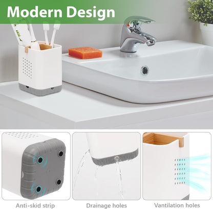 Boperzi Toothbrush Holders, Kids Toothbrush Holder with Drainage, Detachable Anti-Slip Electric Toothbrush Holder, Toothpaste Organizer Storage Caddy for Bathroom Countertop, Shower, Kitchen, Vanity