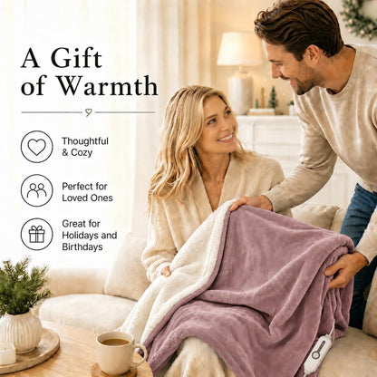 Electric Heated Blanket Full Size 72"x84" – Light Gray | ETL for Safe Overnight, 4 Heat Settings & 10H Auto Off, Dual-Sided Microplush Sherpa for Home Night, Machine washable