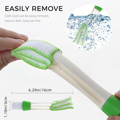 Blind Cleaner Duster Tool, 4Pcs Washable 7-Finger Venetian Window Duster | Microfiber Air Vent Dust Duster, Shutter Cleaning Brush, Blinds Air Conditioner Keyboard Fan Duster Dirt Housekeeping Tool
